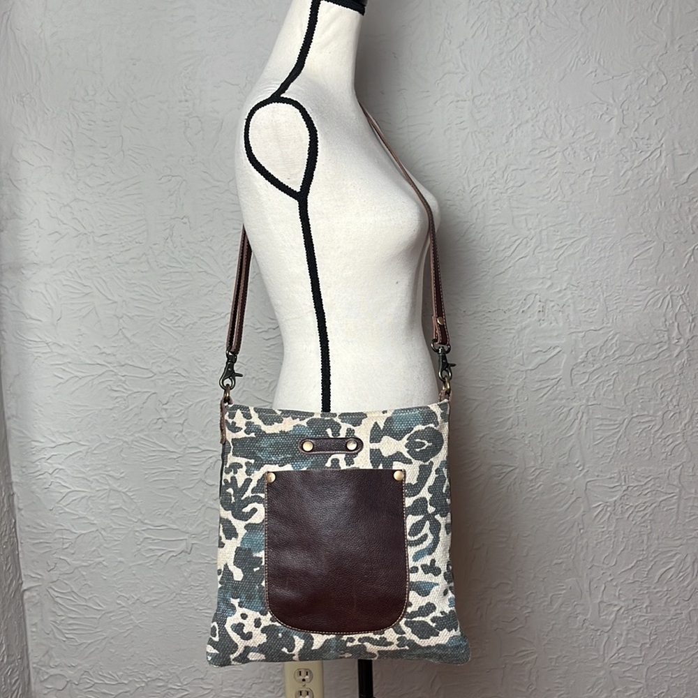 Myra Bag Upcycled Canvas And Leather Crossbody Bag